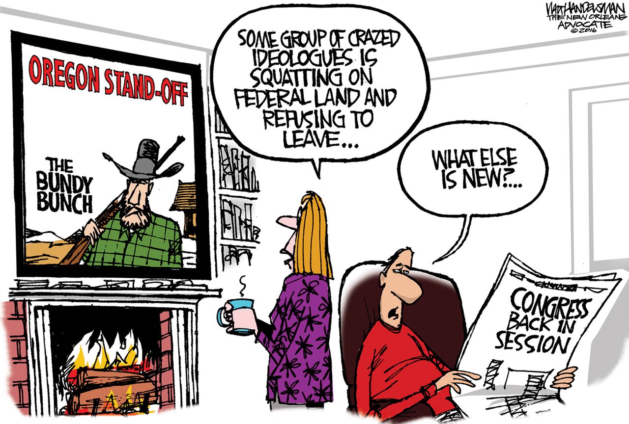 Political cartoon U.S. Oregon Militia Congress