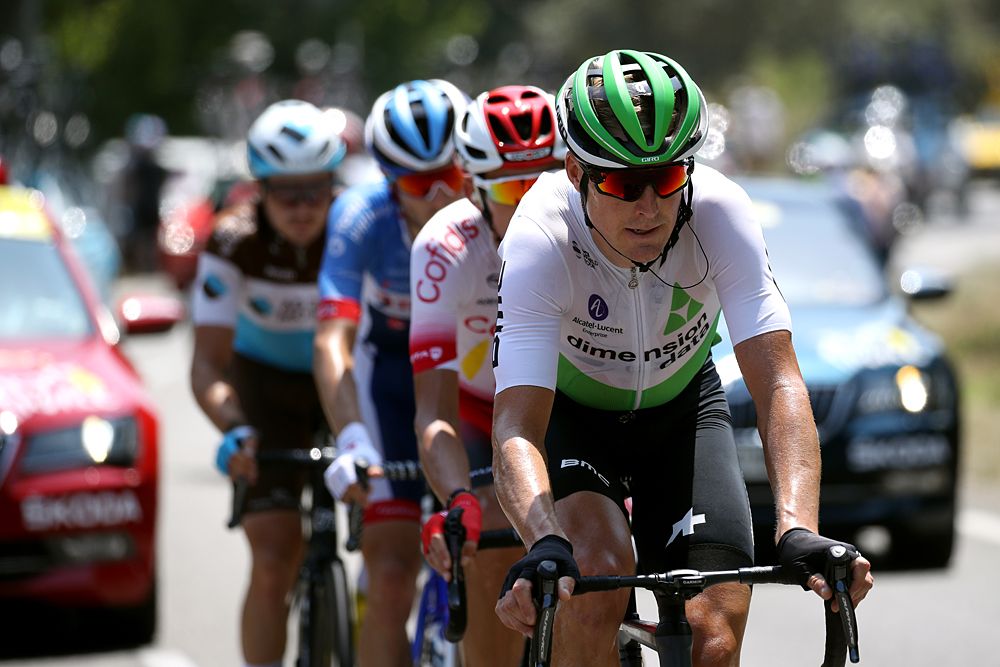 Tour de France stage 16 breakaway: Lars Bak (Dimension Data), Paul Ourselin (Total Direct Energie), Lukasz Wisniowski (CCC), Alexis Gougeard (AG2R La Mondiale), Stephane Rossetto (Cofidis).