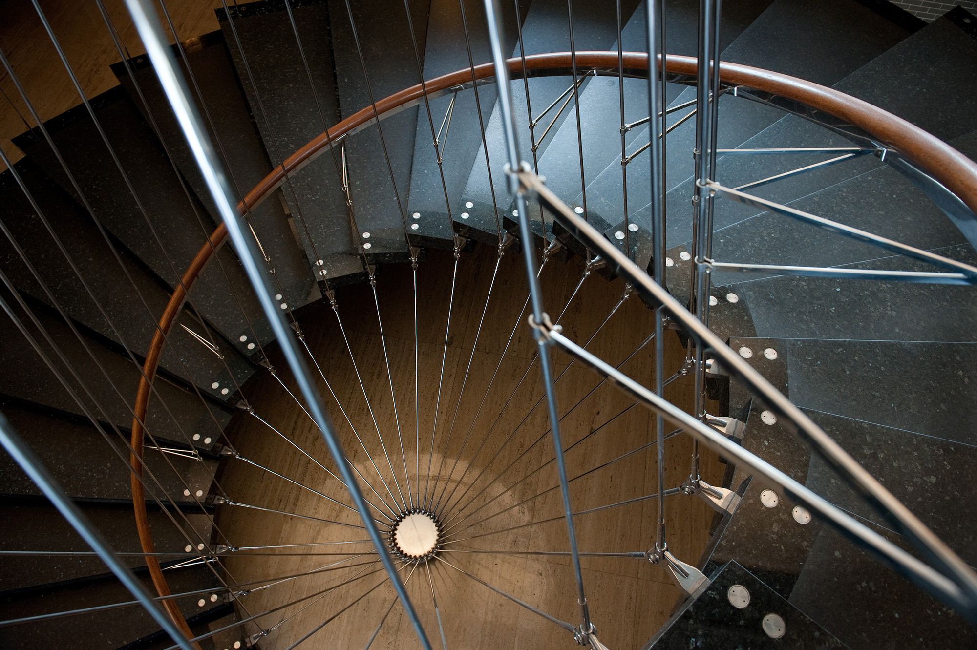 The spiral staircase in the R&amp;amp;D Center building