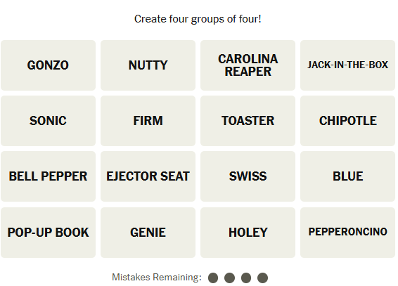 The New York Times Connections puzzle on April 10, 2026