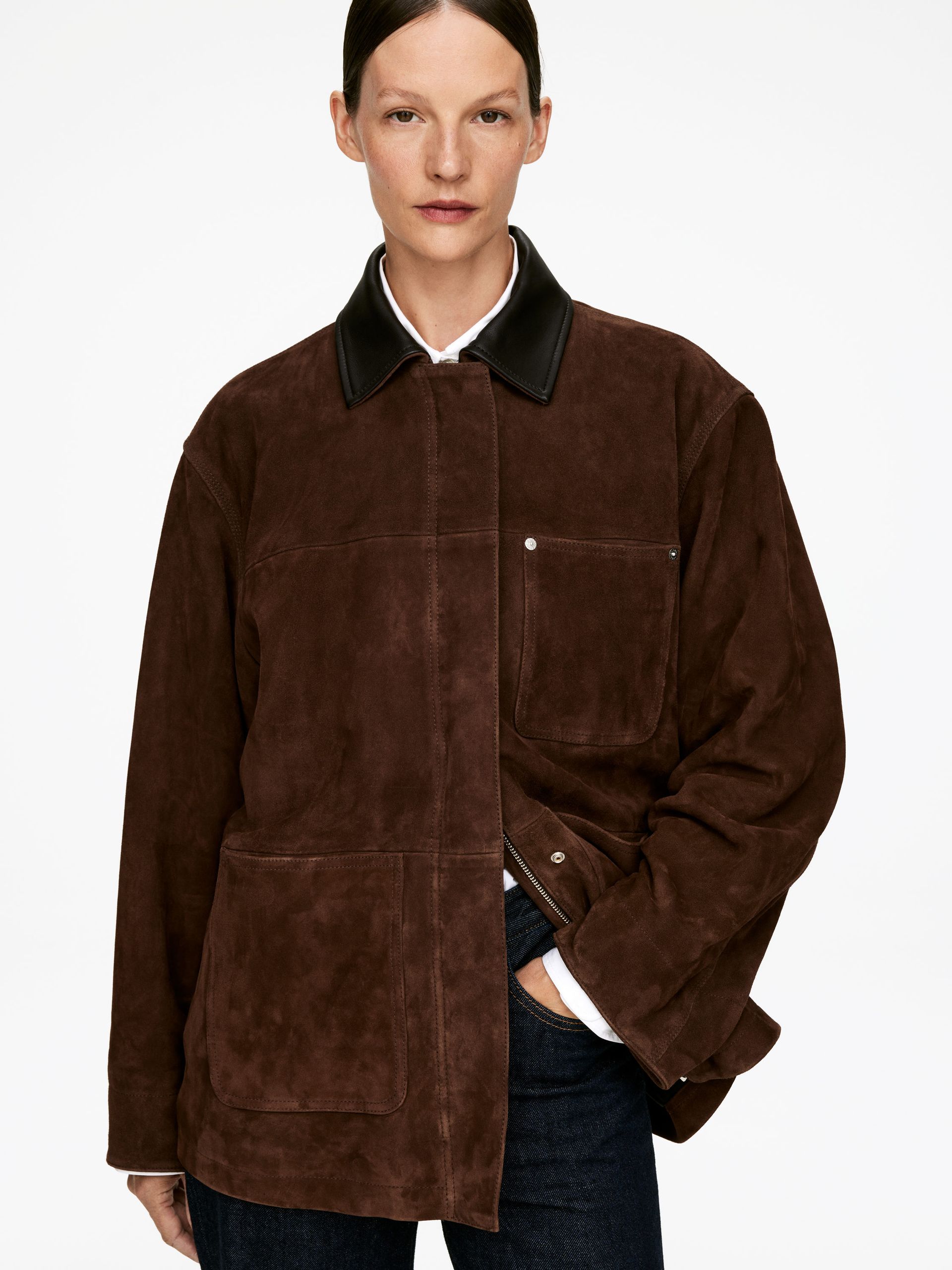 Suede Jacket – Dark Brown – Women – Arket Gb