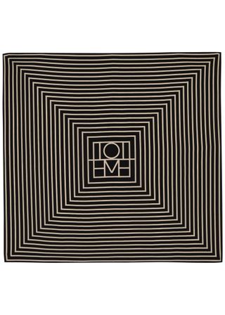 Striped Logo-Print Silk Scarf