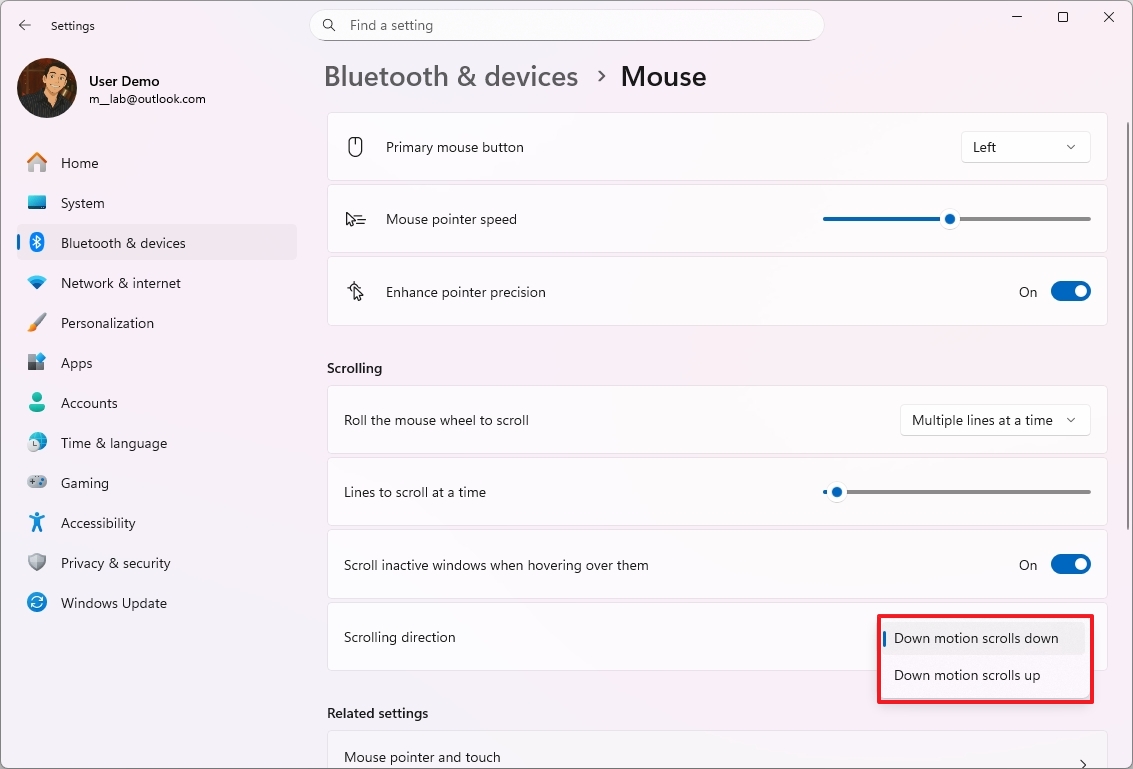 Change mouse scrolling direction