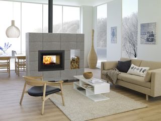 Woodburning stove in living room by Scan UK