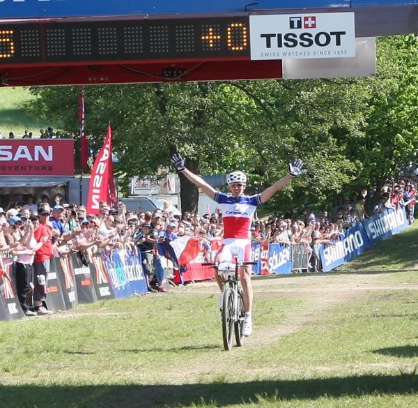 Julien Absalon (Orbea) wins the World Cup in Offenburg, Germany.