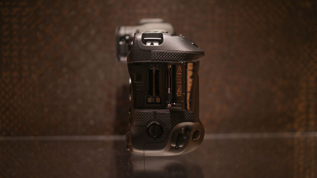 Canon EOS R1 against a dark background