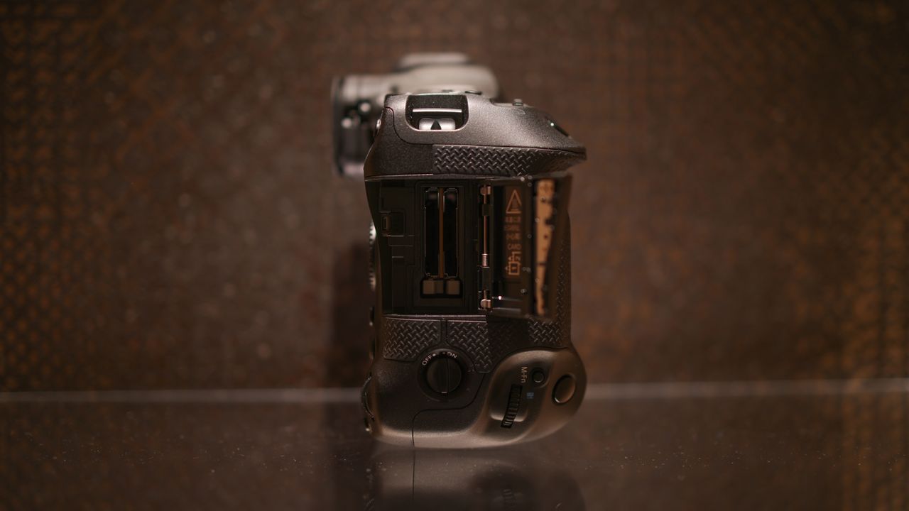Canon EOS R1 against a dark background