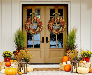 fall wreath on a front door