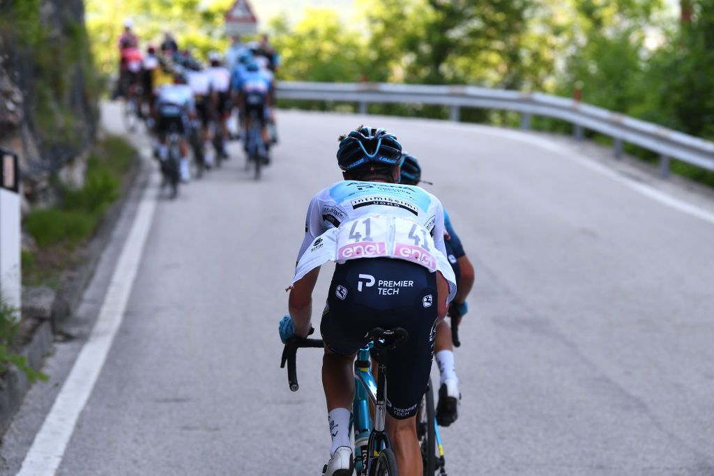 SEGA DI ALA ITALY MAY 26 Aleksander Vlasov of Russia and Team Astana Premier Tech White Best Young Rider Jersey during the 104th Giro dItalia 2021 Stage 17 a 193km stage from Canazei to Sega di Ala 1246m UCIworldtour girodiitalia Giro on May 26 2021 in Sega di Ala Italy Photo by Tim de WaeleGetty Images