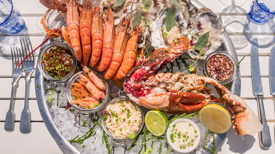 A seafood platter at The Hut, Colwell Bay