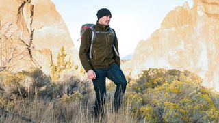 Hiker in fleece jacket