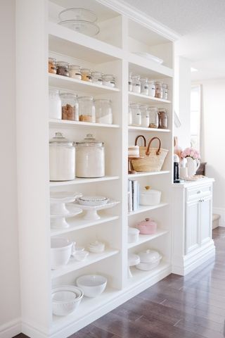 White IKEA pantry hack using Billy bookcases