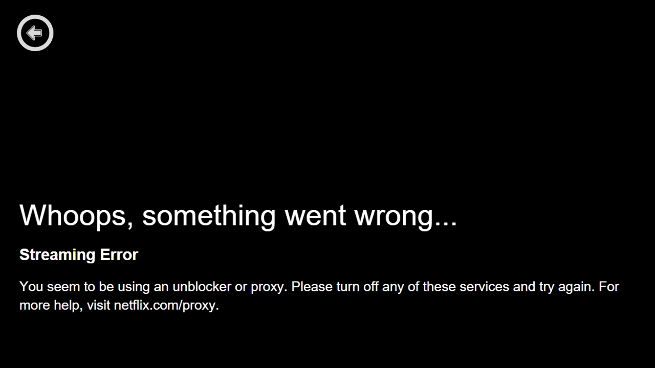 Free Netflix VPN - streaming error