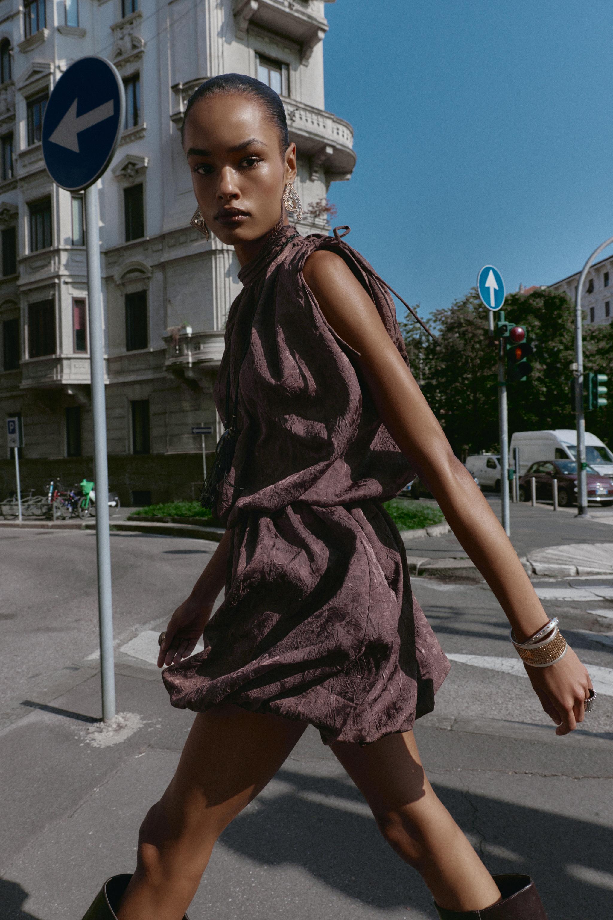 Jacquard Voluminous Mini Dress