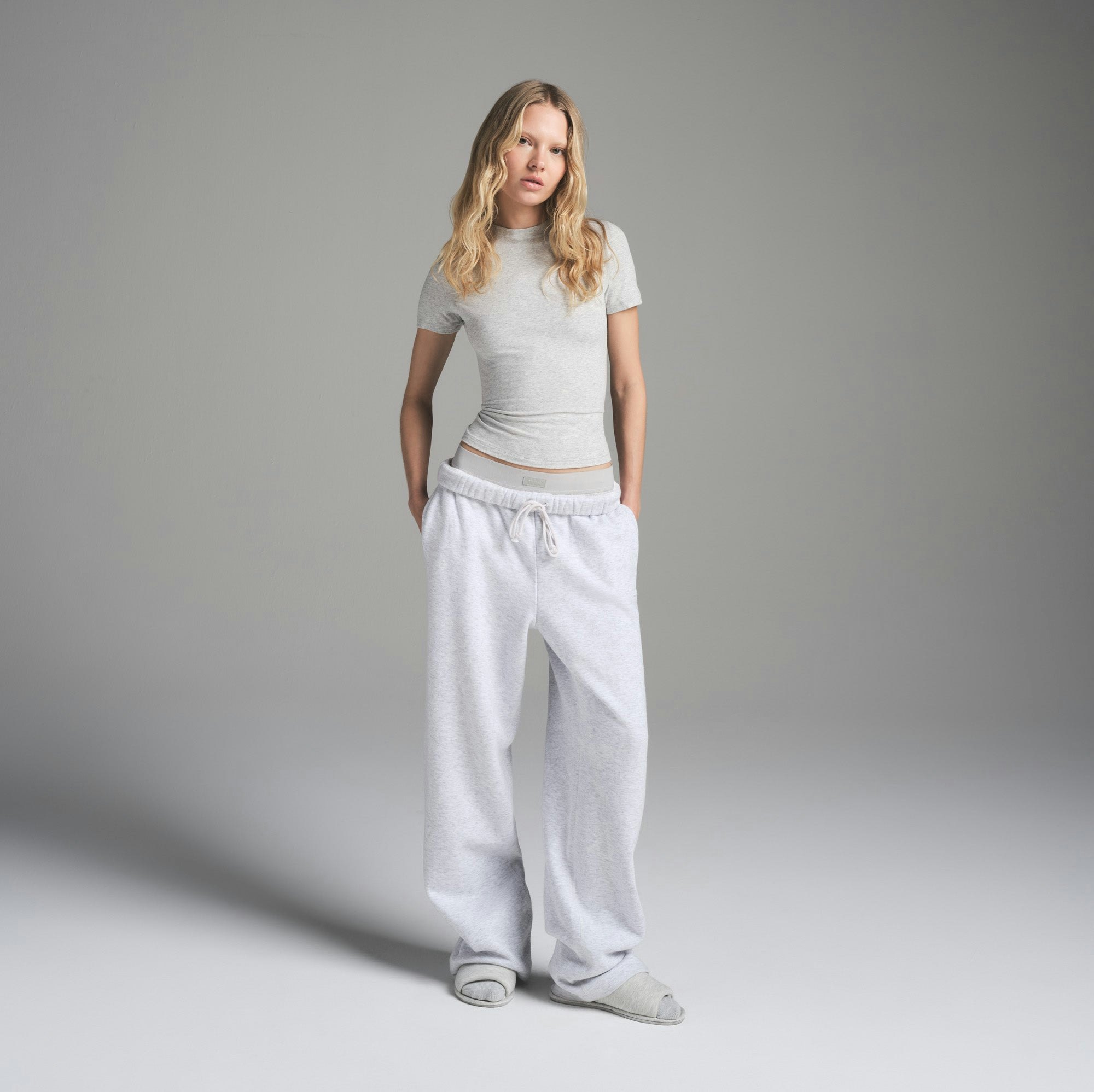 Cotton Fleece Classic Straight Leg Pant | Light Heather Grey | Xxs