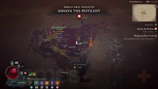 Diablo 4 Ashava World boss defeated with loot on the ground