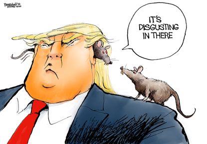 Political Cartoon U.S. Trump Brain Rat Infested Baltimore Racist Tweets