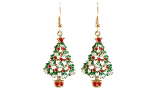 Christmas tree drop earrings