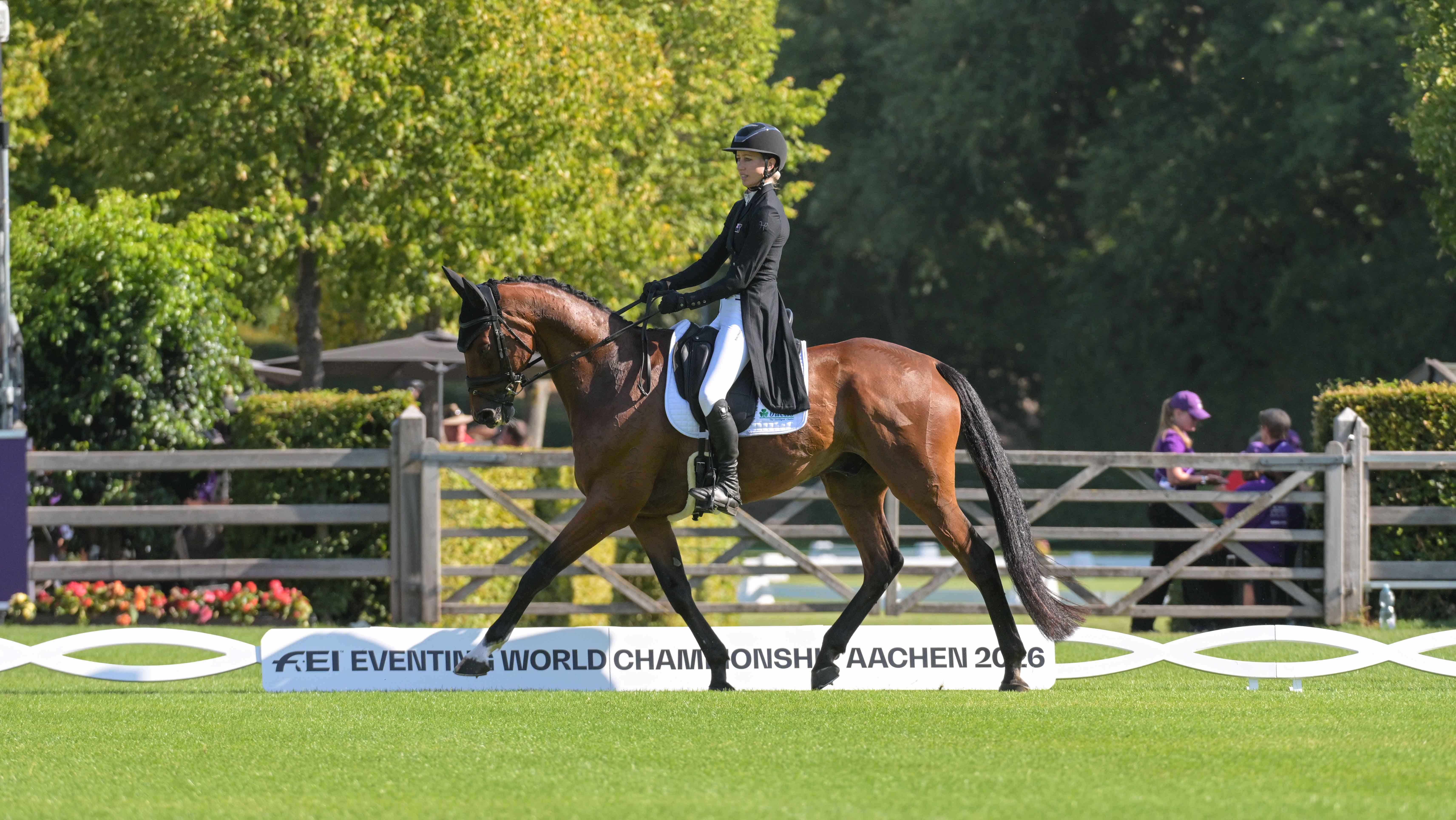 Pictured New Zealand's Monica Spencer and Artist in the dressage phase of the eventing World Championships.