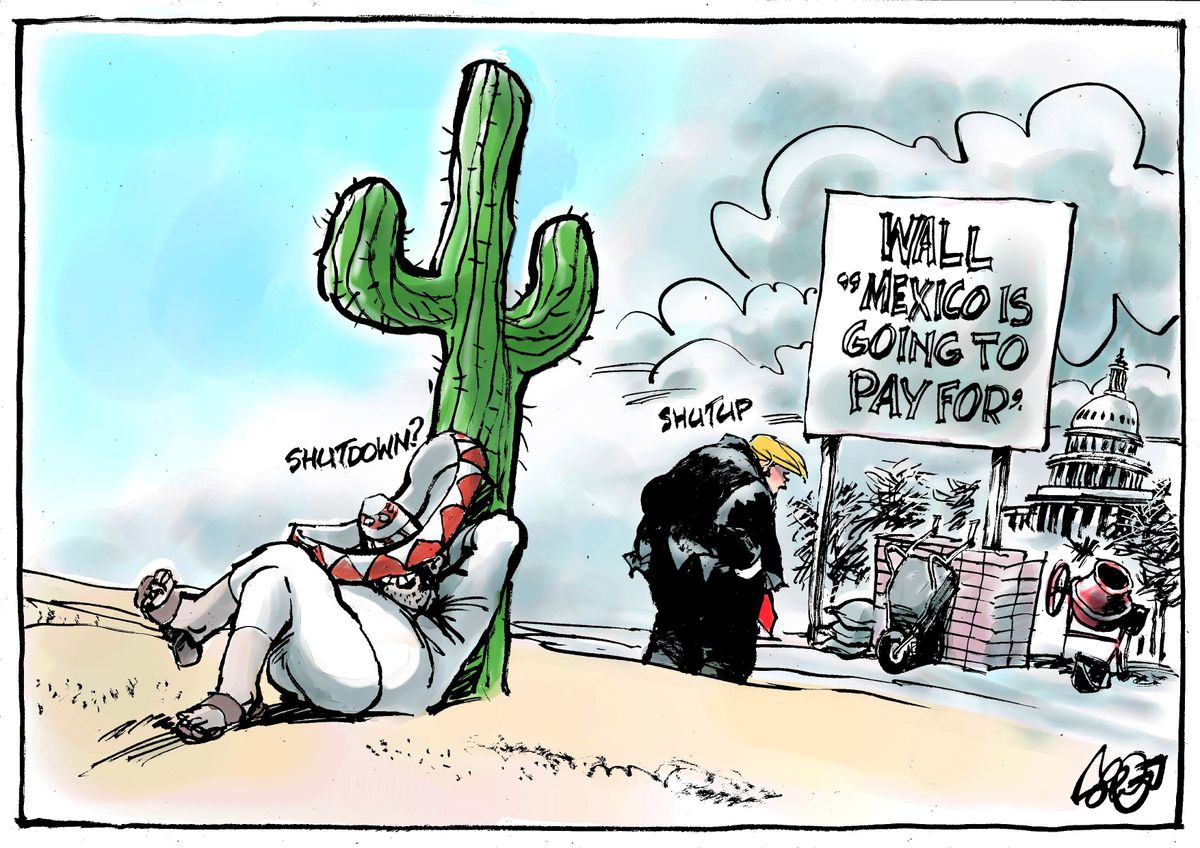 Political cartoon U.S. Trump Mexico border wall shutdown | The Week