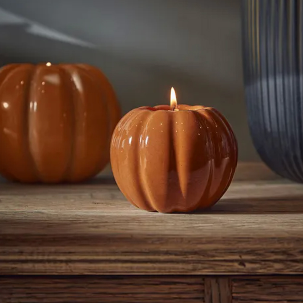 orange pumpkin ceramic votive halloween decor
