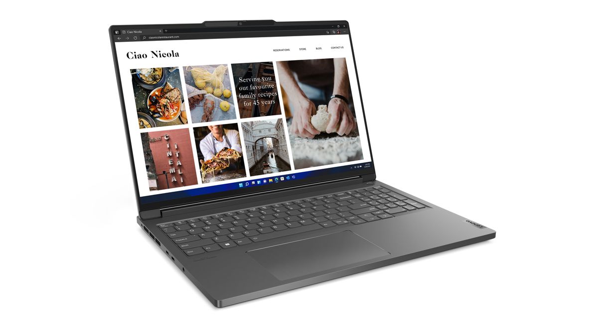 Lenovo ThinkBook 16p (Gen 4), open and seen from front at an angle.