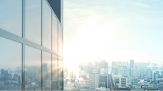 Skyline with sun shining through