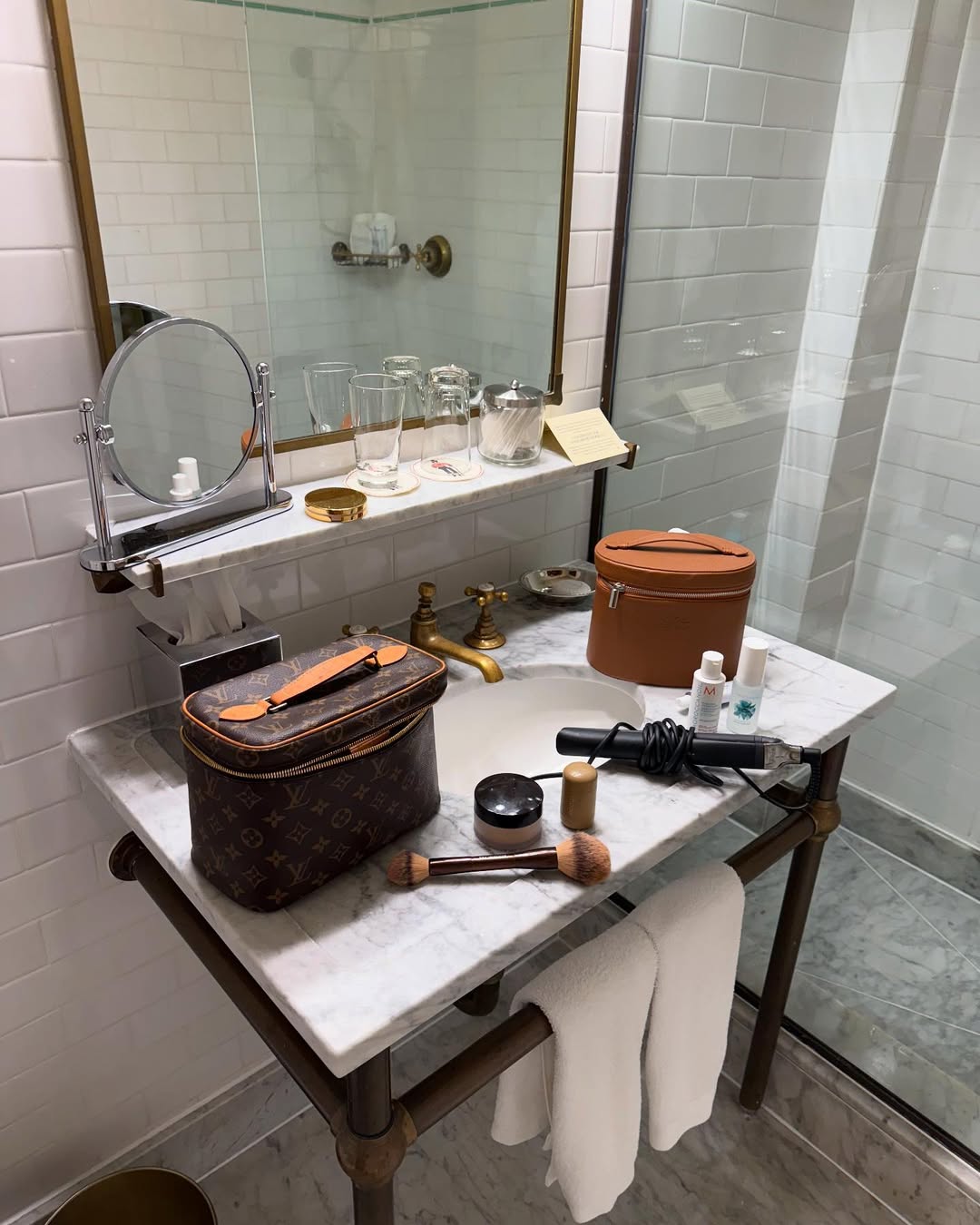 Emma Leger&#039;s hotel sink beauty set up