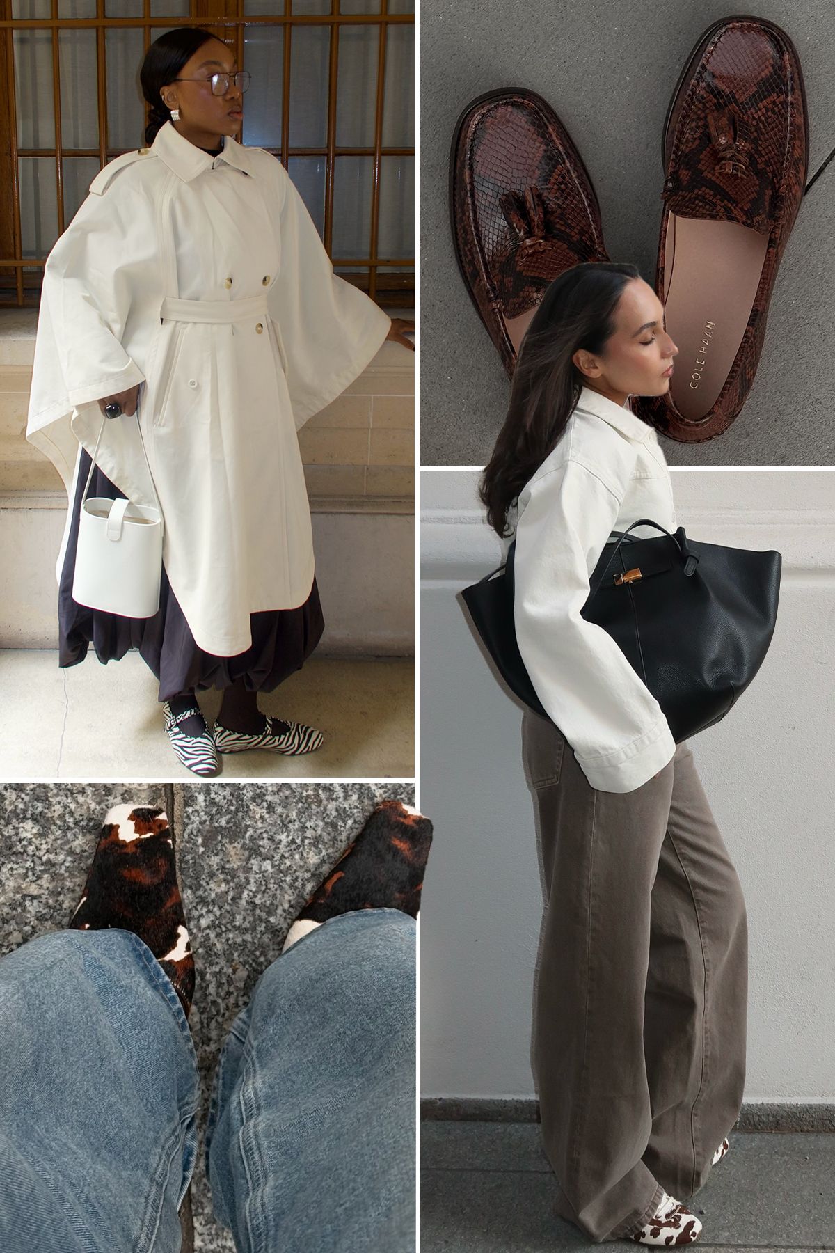 @ingridedvinsen, @nnennaechem, @lefevrediary and @_livmadeline wearing animal-print shoes for winter 2026