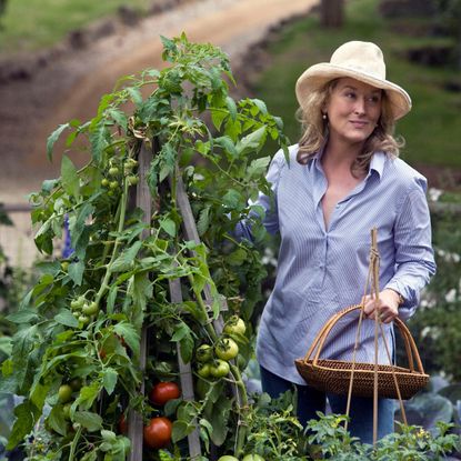 Meryl Streep in a garden, channelling the Coastal Grandma Trend