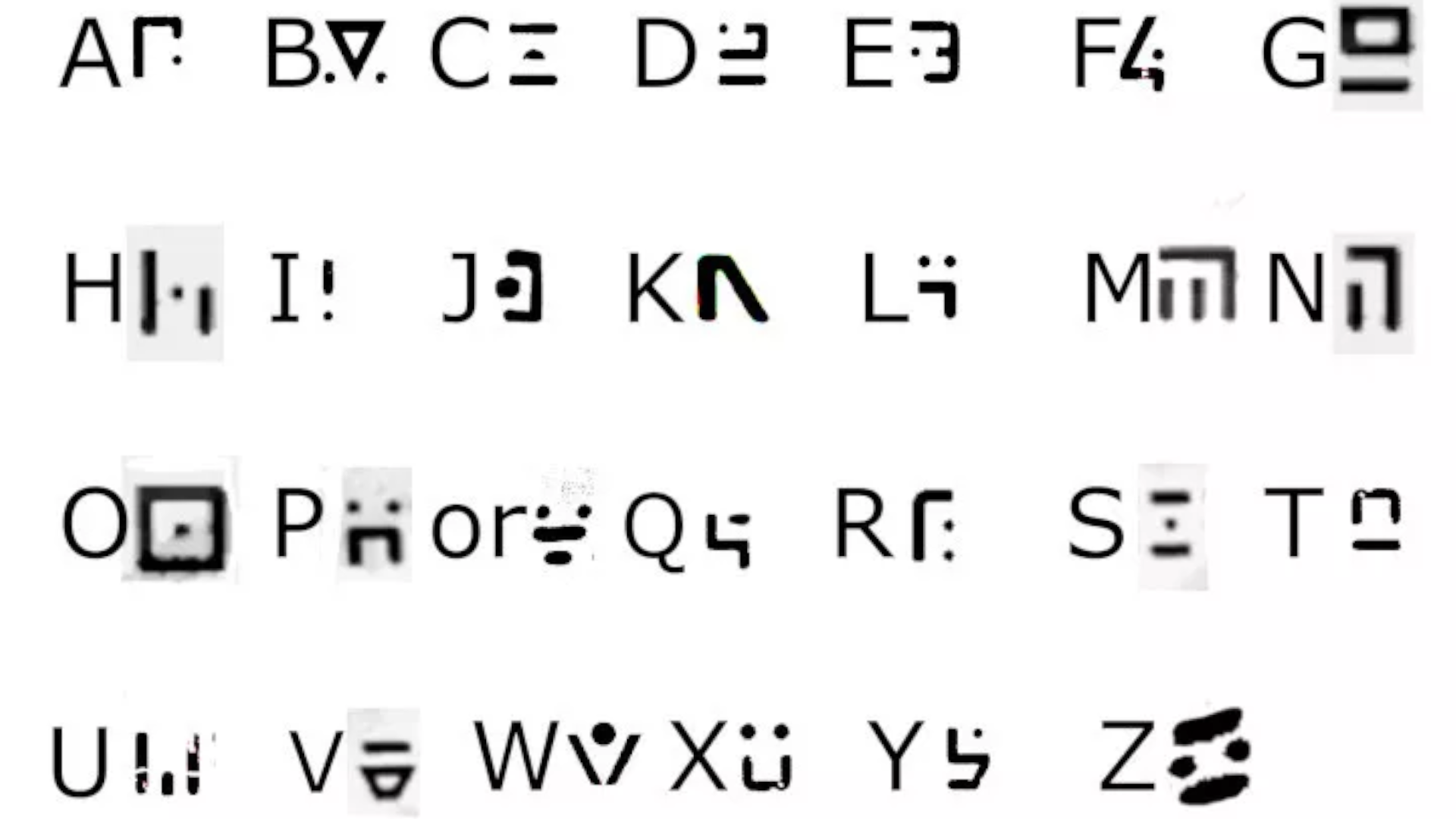Cipher used in Stray laid out with the English alphabet