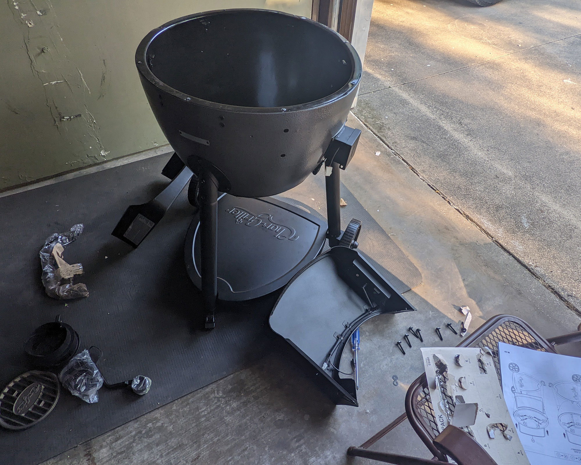 assembling a kamado grill