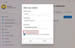 Add network without automatic connection