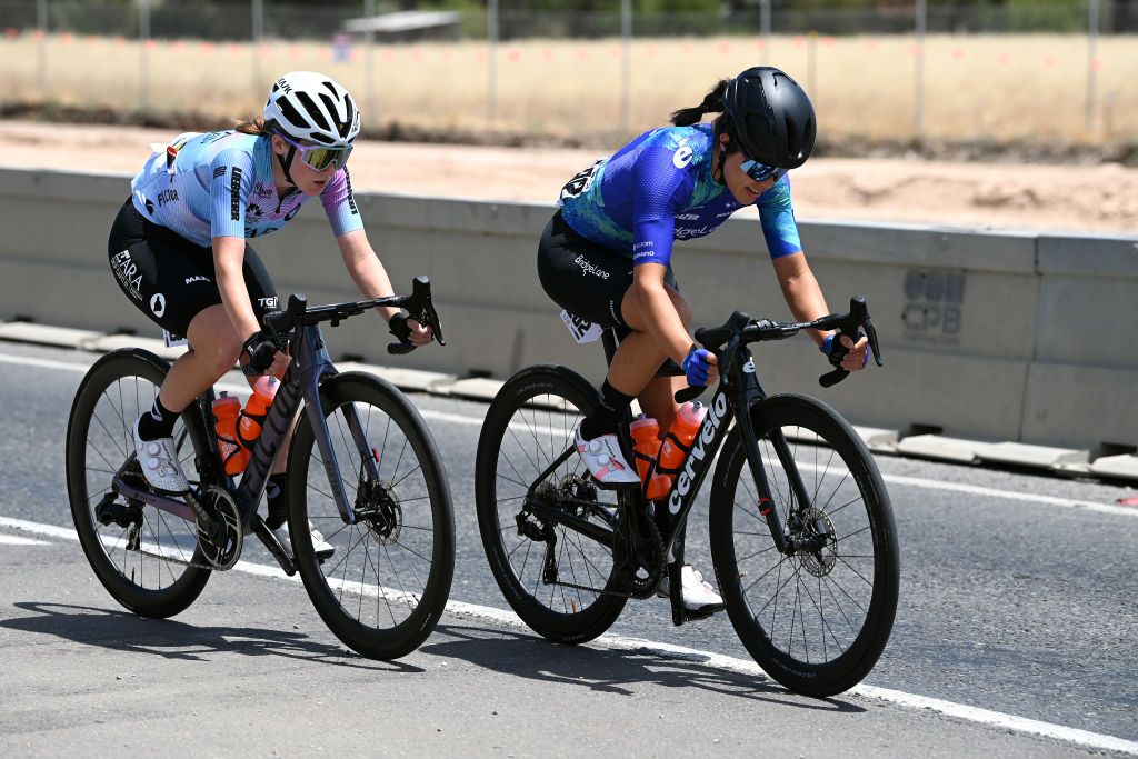 Gina Ricardo of Team Bridgelane and Isabelle Carnes of ARA Skip Capital went on the attack during stage 1 of the Women's Tour Down Under