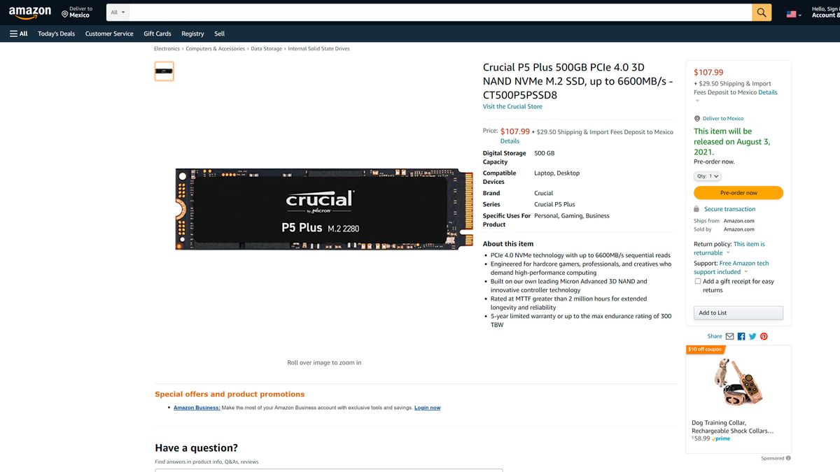 Crucial P5 Plus 500GB
