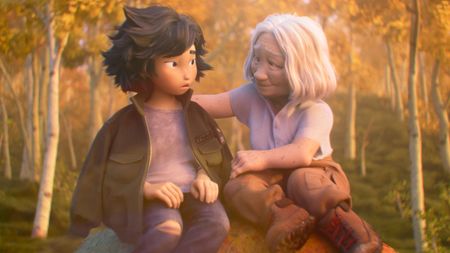 Mabel Tanaka (Piper Curda) and Grandma Tanaka (Karen Huie) on Hoppers.