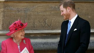 Queen Elizabeth II speaks with Prince Harry, Duke of Sussex