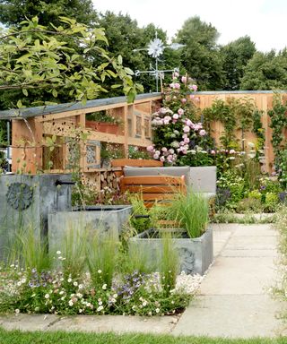 A water feature garden designed by Sue Kent at RHS Hampton court