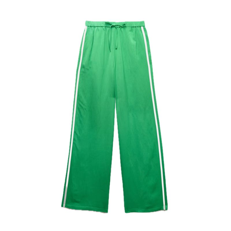 M&amp;amp;S, Side Stripe Wide Leg Trousers with Linen