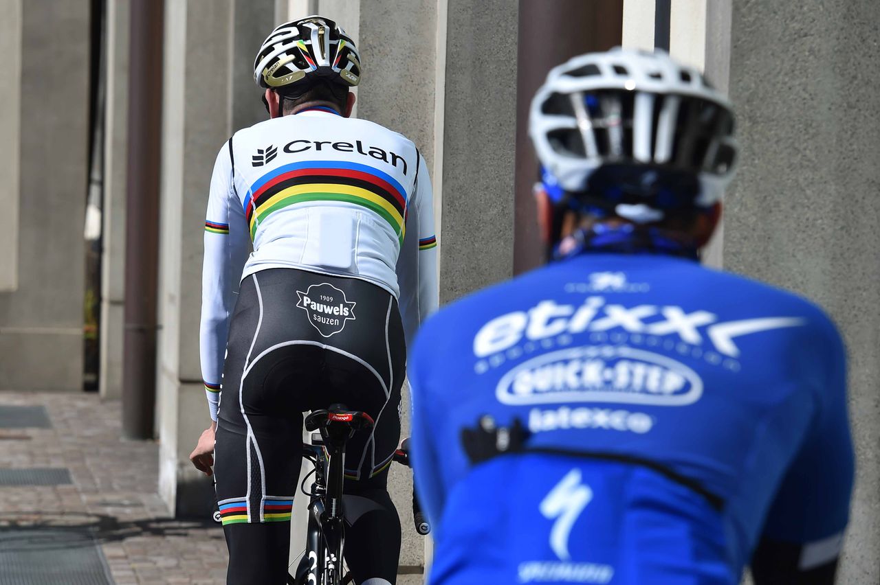 The riders make their way from the hotel