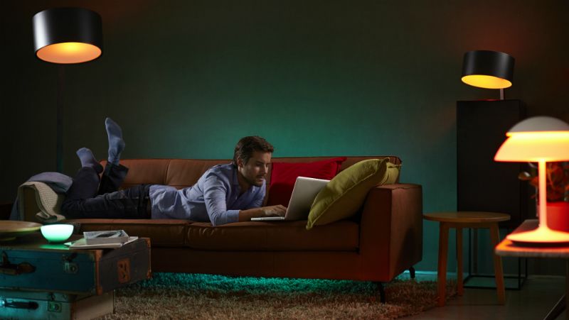 Man enjoying smart lights