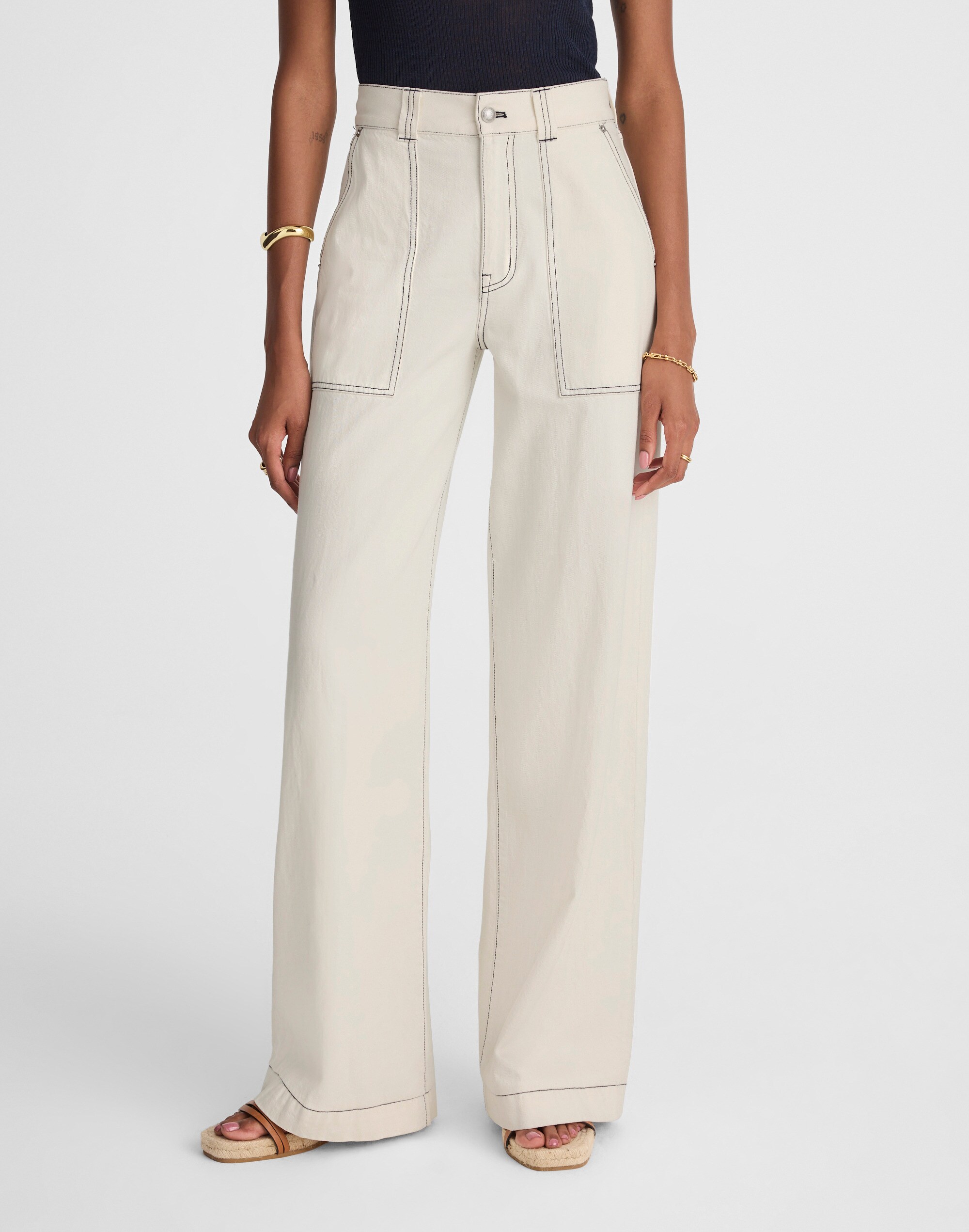 Superwide-Leg Utility Jeans in Vintage Canvas