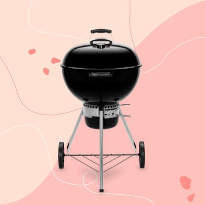 Weber Original Kettle Charcoal BBQ on pink background