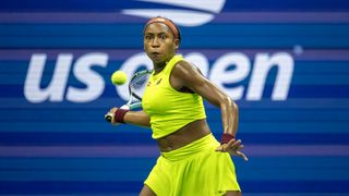 Coco Gauff hits a forehand ahead of the US Open final live stream