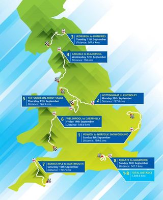 The 2012 Tour of Britain route