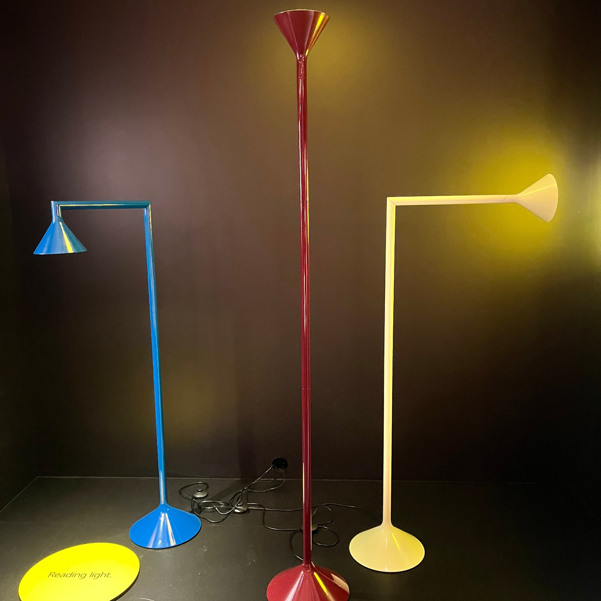 Lux Pott's lamps in 3 colourways postioned in three different angle on display at IKEA.
