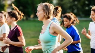 A group running in the park