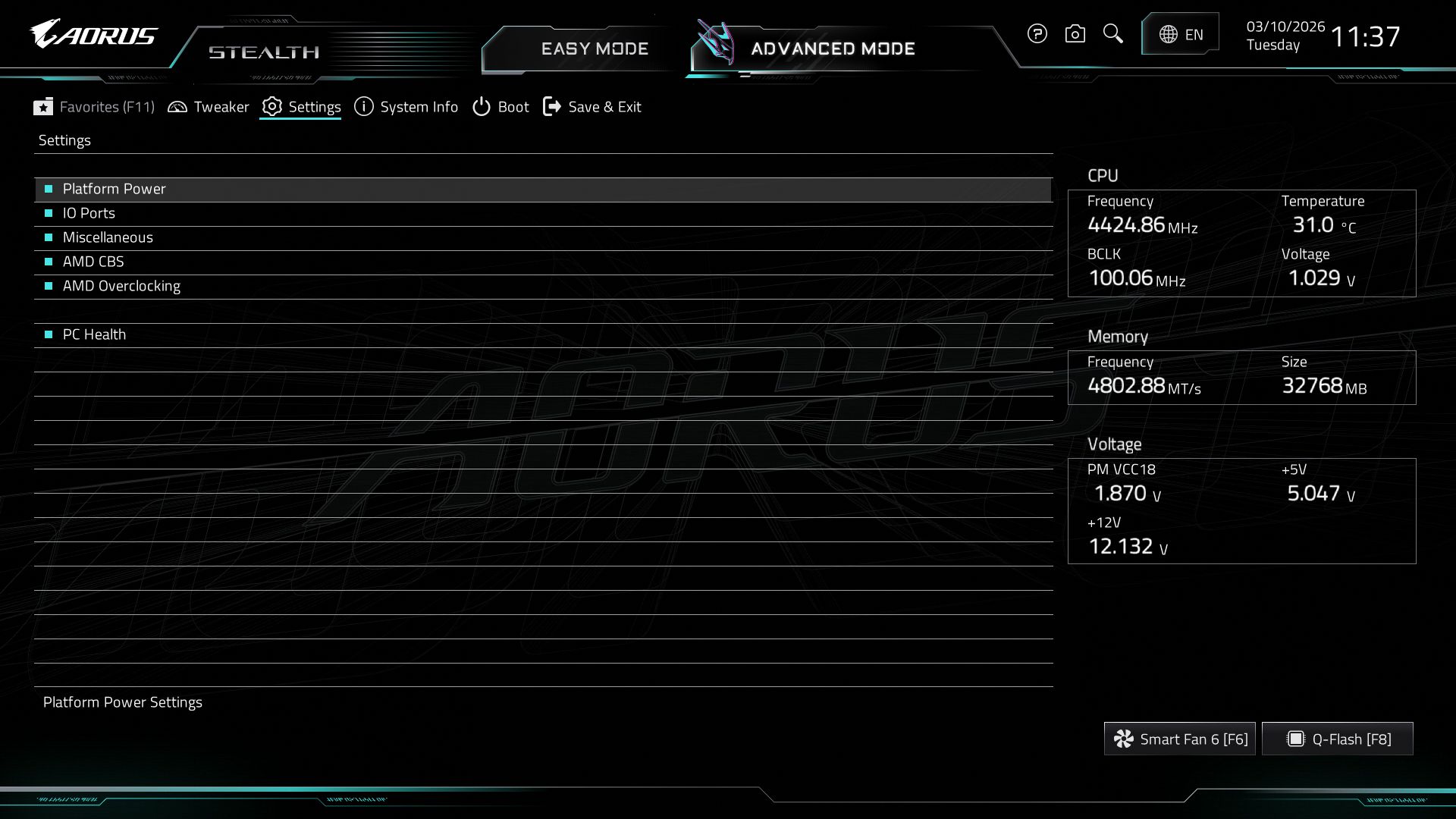 Gigabyte X870 Aorus Stealth - BIOS