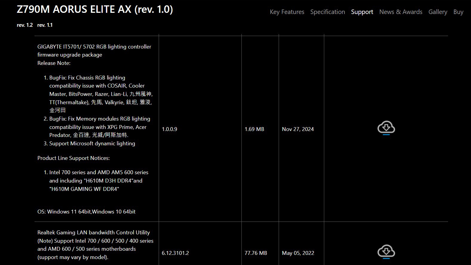An RGB controller firmware update for Gigabyte motherboards