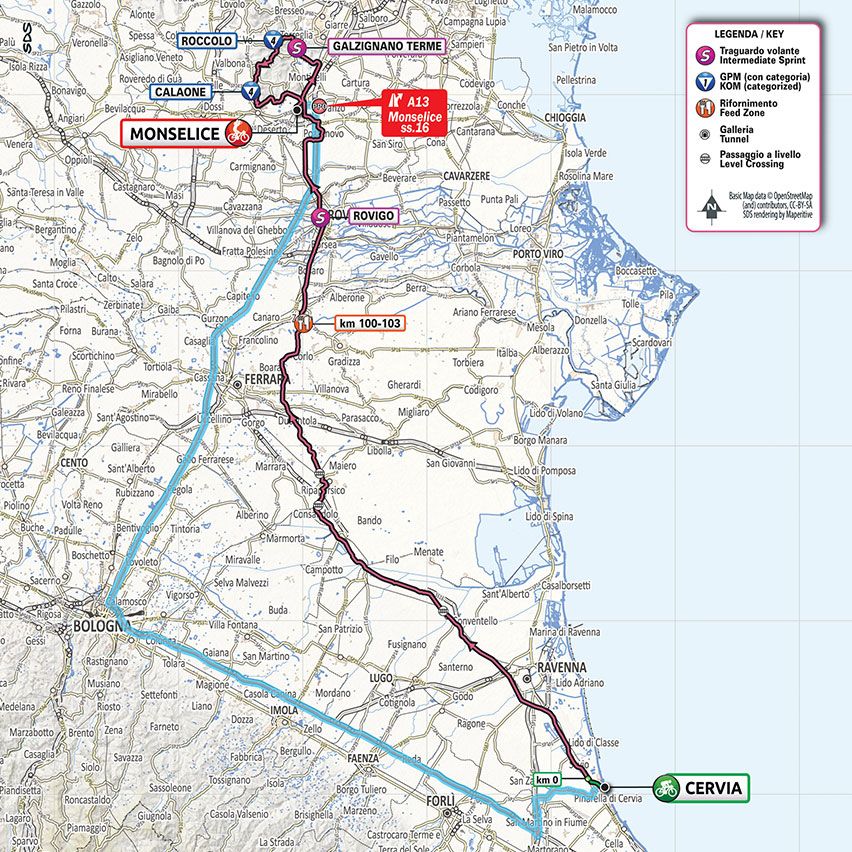 2020 Giro d'Italia stage 13 map